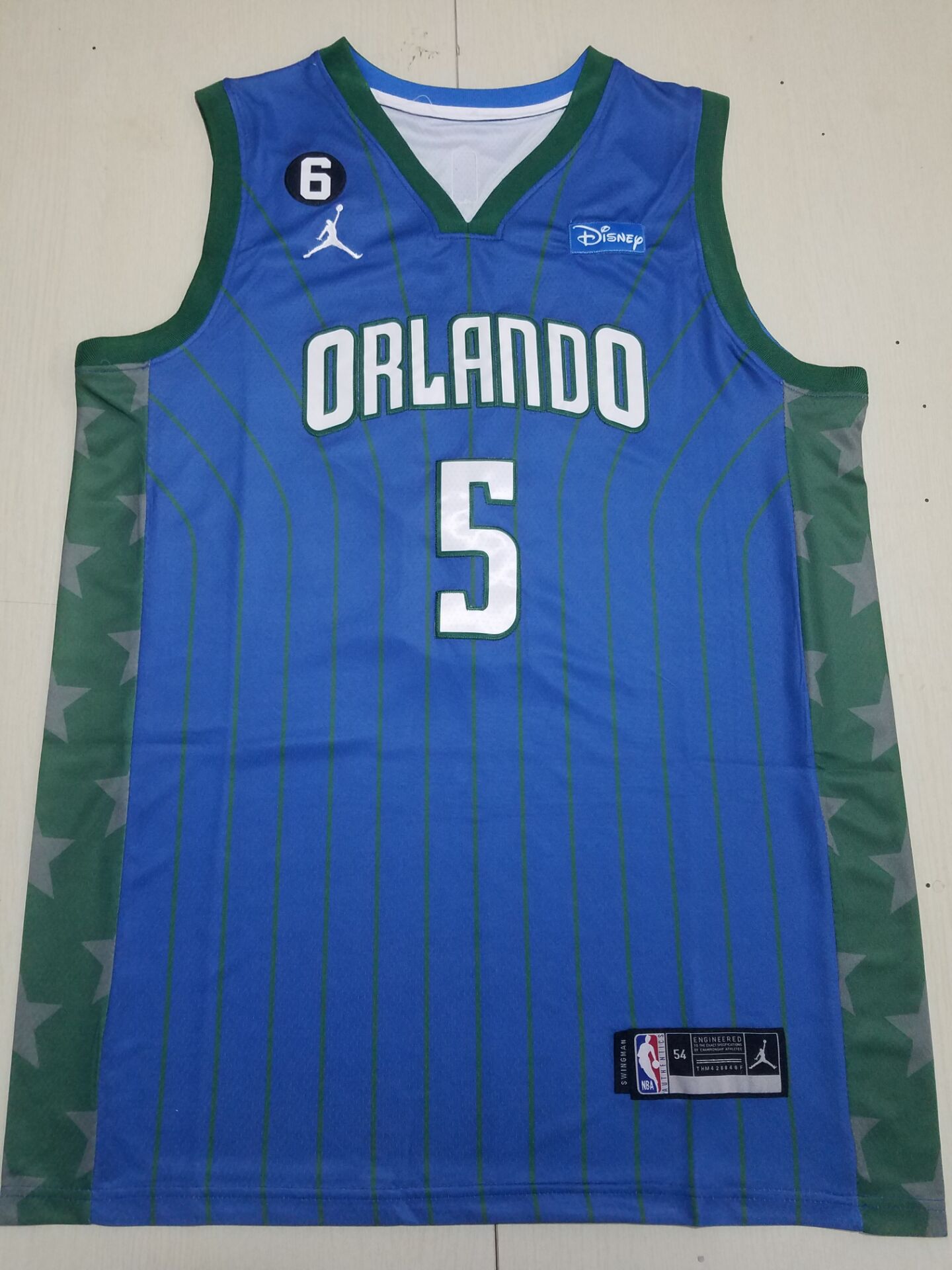 Men Orlando Magic #5 Banchero Blue Stripe Declaratory Edition 2022 NBA Jersey->customized nba jersey->Custom Jersey